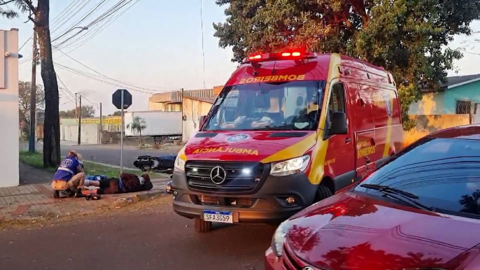 Motociclista quebra a perna ao se envolver em acidente de trânsito no bairro Maria Luiza