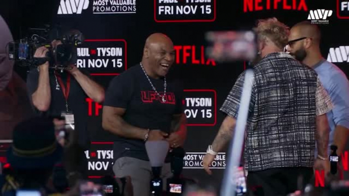 Mike Tyson punches Jake Paul during face-off