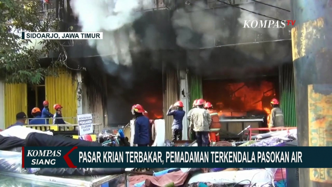 Pasar Krian Sidoarjo Terbakar, Pemadaman Terkendala Pasokan Air