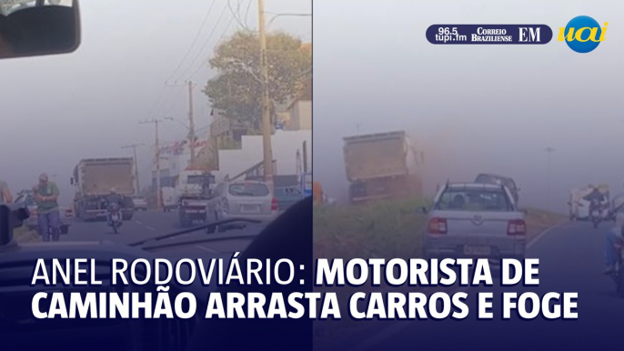 Motorista de caminhão arrasta carros e foge no Anel Rodoviário