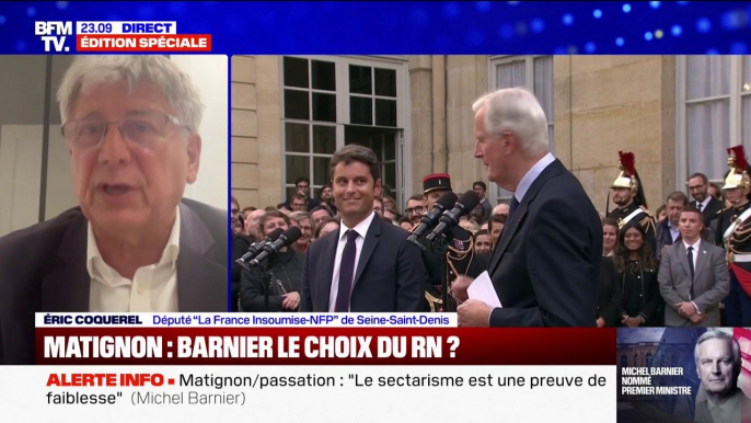 Michel Barnier à Matignon: "Ce sera la poursuite du macronisme, qui est devenu une politique de droite, toujours plus à droite", assure Éric Coquerel (LFI)