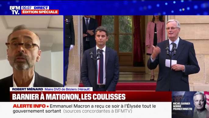 Michel Barnier à Matignon: "C'est à l'image de ce pays. Il y a bien plus de gens qui votent à droite qu'à gauche", réagit Robert Ménard (maire divers droite de Béziers)