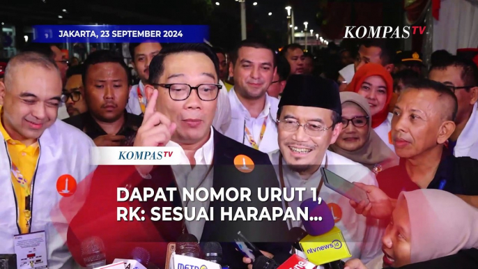 Dapat Nomor Urut 1 Pilgub Jakarta, Ridwan Kamil: Sesuai Harapan, Kita Ingin Menang Satu Putaran