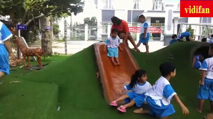 students playing slide