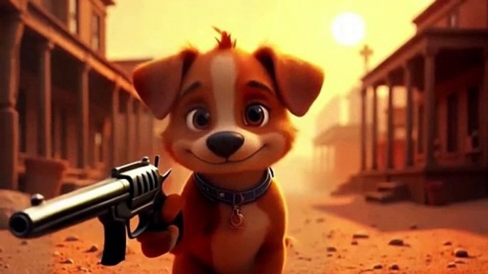 Dogs put a gun in hand and say hands up