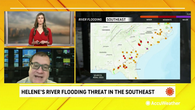 Helene's river flooding threat continues in Southeast