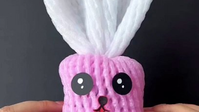 Transform a simple food net packaging into an adorable bunny with this fun