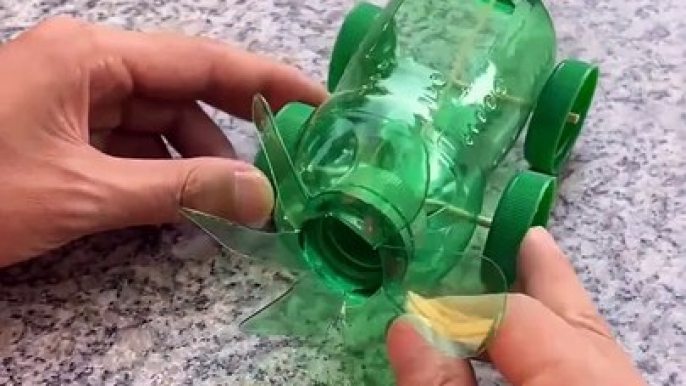 Turn an ordinary plastic bottle into a creative, fun toy with this DIY car project!