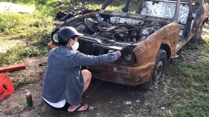 50 years old BMW car restoration - very old rusty  Restore and rebuilding 1970s