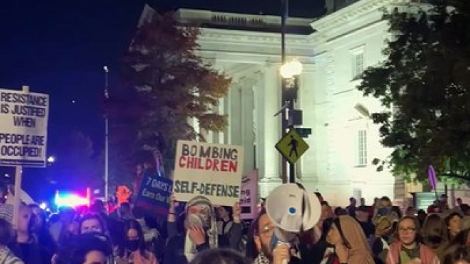 Manifestación propalestina tras el mitin de Kamala Harris en Washington