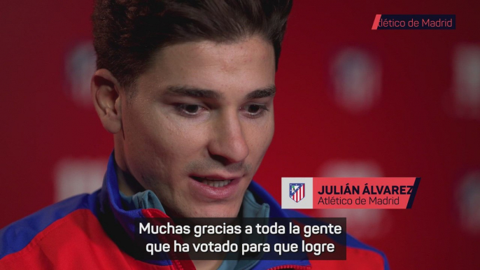 Julián Álvarez, elegido mejor jugador del mes por los aficionados del Atlético: "Cada día me siento mejor"