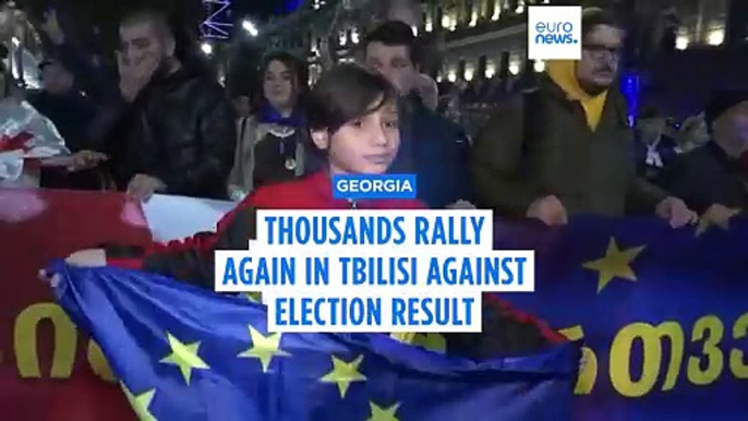 Thousands of Georgian opposition supporters again rally in protest of "rigged" election result