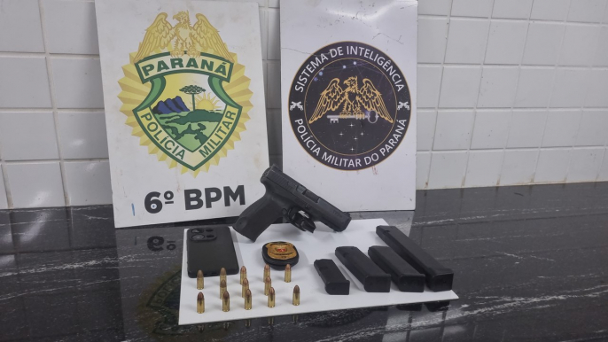 Pistola 9mm é apreendida no Bairro Interlagos em Cascavel; mulher é presa