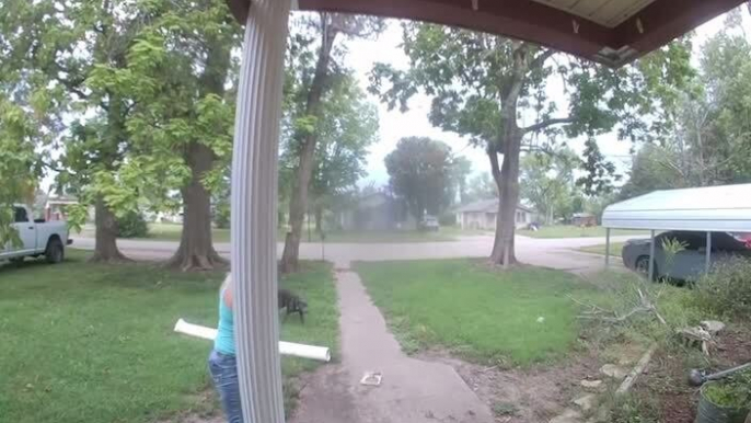 Dog Accidentally Takes Down Front Porch Column While Chasing Cat