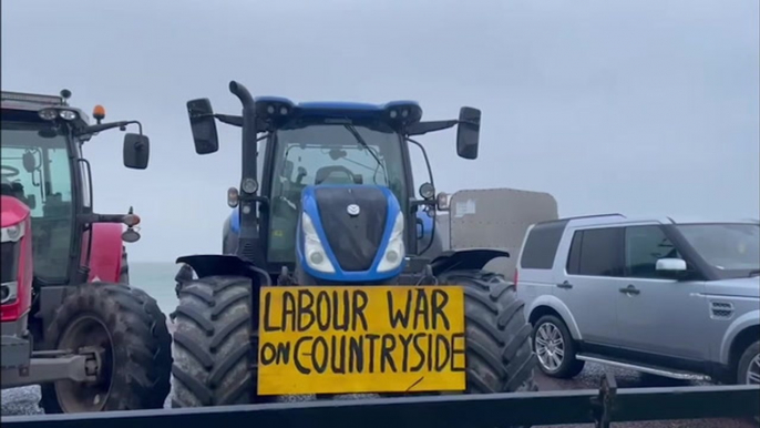 Farmers stage protest outside Welsh Labour conference in Llandudno