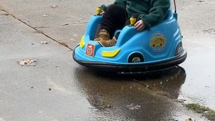 Toddler Falls Asleep While Riding Bumper Car