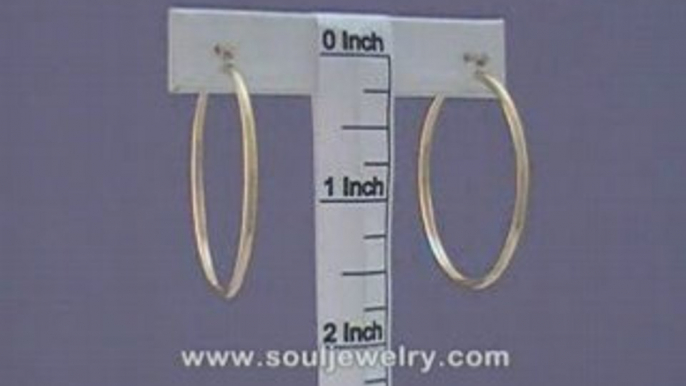 14K Solid Yellow/White Gold Classic Hoop Earrings 1 1/2 Inch