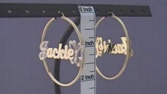 Personalized 14K Gold Butterfly Name Hoop Earrings 2 Inch