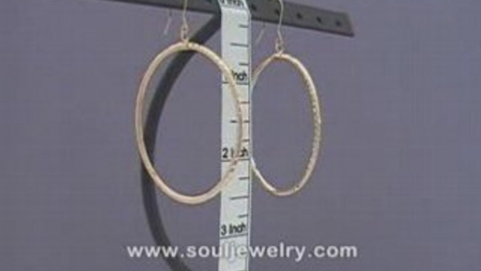 14K Yellow Gold Round Dangling Hoop Earrings 1 15/16 Inch