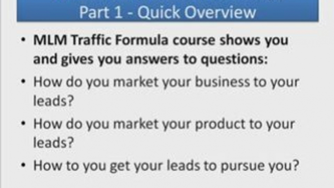 MLM Traffic Formula Review - Video 1 (Mike Dillard)