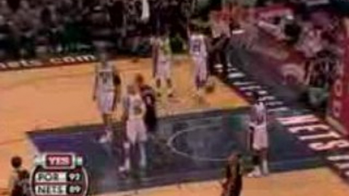 NBA Portland's' Jerryd Bayless finishesdunk with authority.